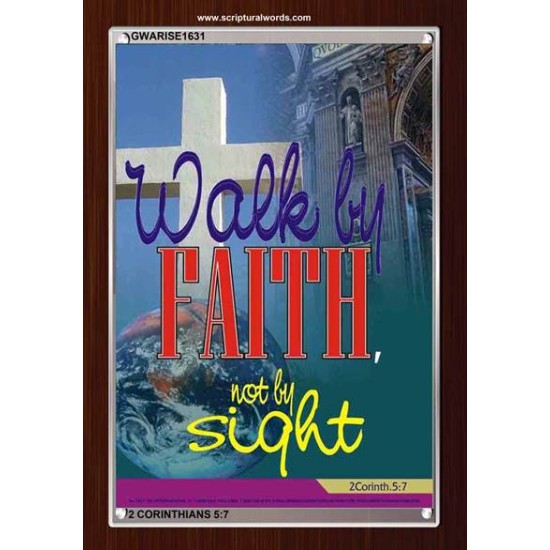 WALK BY FAITH   Inspirational Wall Art Wooden Frame   (GWARISE1631)   