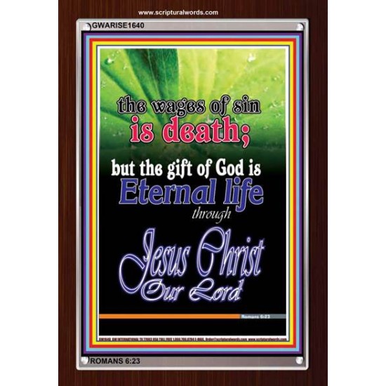 WAGES OF SIN IS DEATH   Christian Paintings Acrylic Glass Frame   (GWARISE1640)   