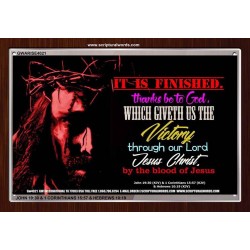 VICTORY BY THE BLOOD OF JESUS   Bible Scriptures on Love Acrylic Glass Frame   (GWARISE4021)   "33x25"