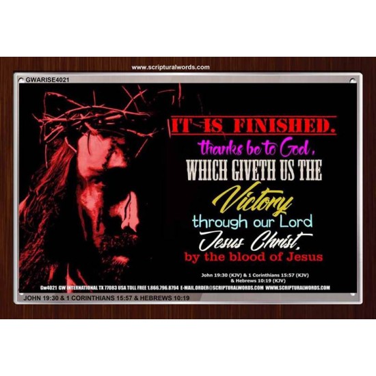 VICTORY BY THE BLOOD OF JESUS   Bible Scriptures on Love Acrylic Glass Frame   (GWARISE4021)   