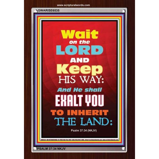 WAIT ON THE LORD   Bible Verses Wall Art Acrylic Glass Frame   (GWARISE6535)   