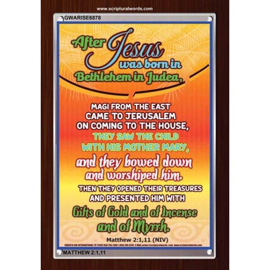 THEY BOWED DOWN AND WORSHIPED HIM   Scripture Art Wooden Frame   (GWARISE6878)   