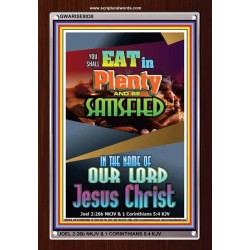 YOU SHALL EAT IN PLENTY   Bible Verses Frame for Home   (GWARISE8038)   "25x33"