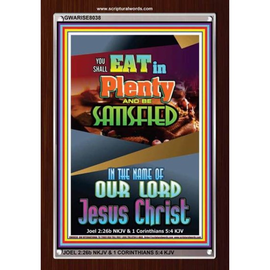 YOU SHALL EAT IN PLENTY   Bible Verses Frame for Home   (GWARISE8038)   