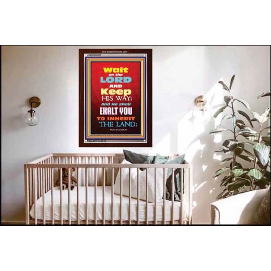 WAIT ON THE LORD   Bible Verses Wall Art Acrylic Glass Frame   (GWARK6535)   