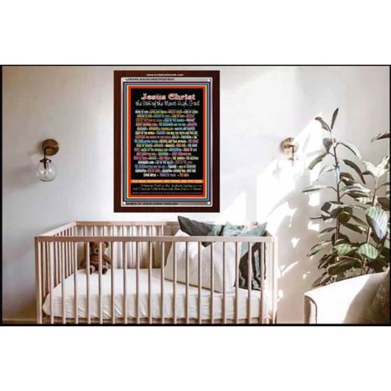 NAMES OF JESUS CHRIST WITH BIBLE VERSES   Religious Art Acrylic Glass Frame   (GWARKJESUSCHRISTPORTRAIT)   