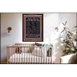 NAMES OF JESUS CHRIST WITH BIBLE VERSES IN FRENCH LANGUAGE {Noms de Jésus Christ} Frame Art  (GWARKNAMESOFCHRISTFRENCH)   "25X33"