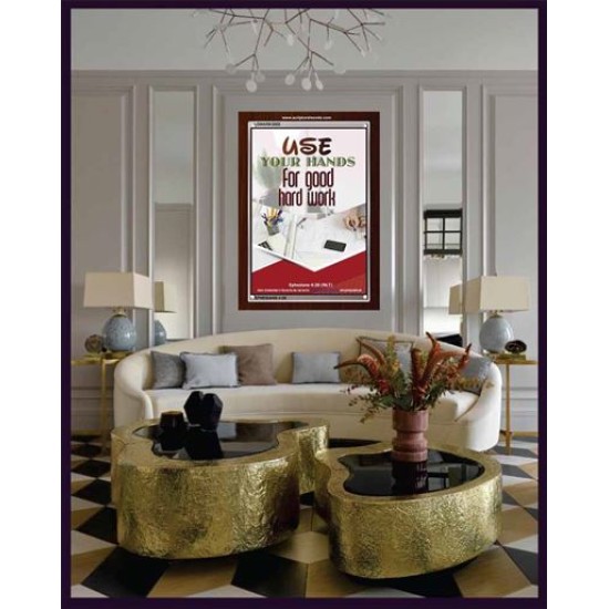 USE YOUR HANDS FOR GOOD HARD WORK   Bible Verse Wall Art Frame   (GWARK5059)   