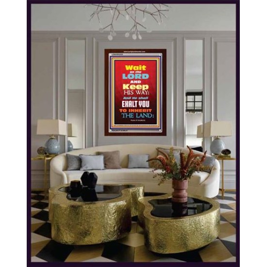 WAIT ON THE LORD   Bible Verses Wall Art Acrylic Glass Frame   (GWARK6535)   