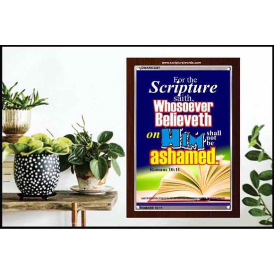 WHOSOEVER BELIEVETH   Acrylic Glass Frame Scripture Art   (GWARK3297)   