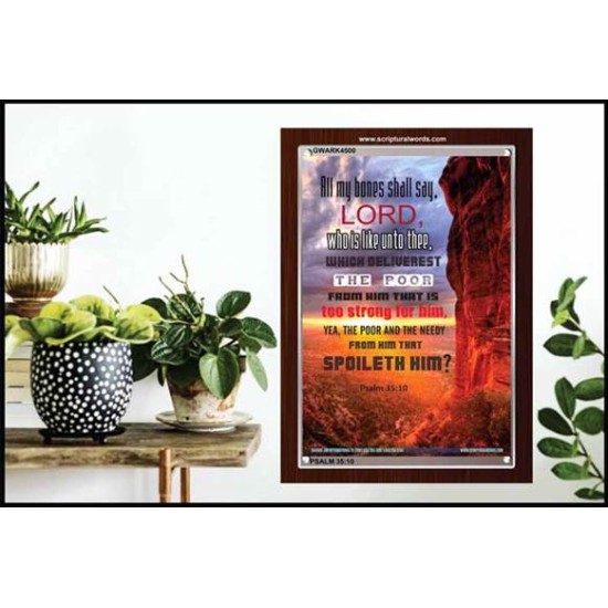 WHO IS LIKE UNTO THEE   Biblical Art Acrylic Glass Frame   (GWARK4500)   