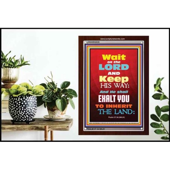 WAIT ON THE LORD   Bible Verses Wall Art Acrylic Glass Frame   (GWARK6535)   