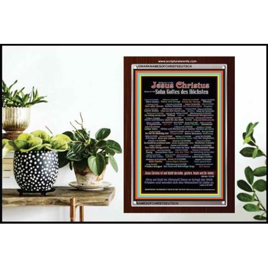 NAMES OF JESUS CHRIST WITH BIBLE VERSE IN GERMAN LANGUAGE {Namen Jesu Christi}   Acrylic Glass Frame  (GWARKNAMESOFCHRISTDEUTSCH)   