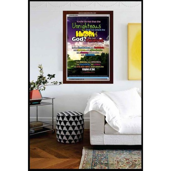 UNRIGHTEOUS SHALL NOT INHERIT THE KINGDOM   Large Framed Scripture Wall Art   (GWARK3204)   