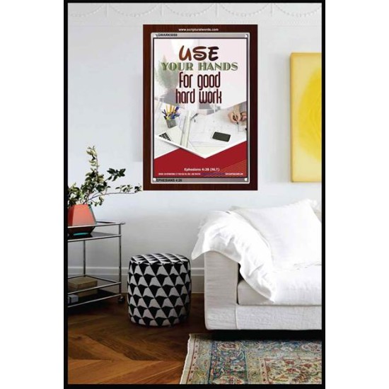 USE YOUR HANDS FOR GOOD HARD WORK   Bible Verse Wall Art Frame   (GWARK5059)   