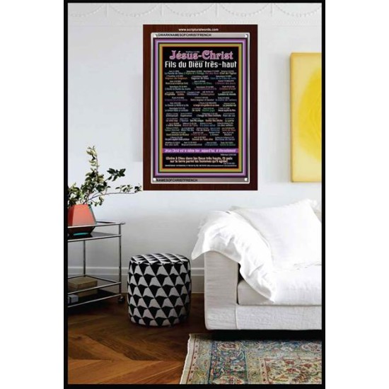 NAMES OF JESUS CHRIST WITH BIBLE VERSES IN FRENCH LANGUAGE {Noms de Jésus Christ} Frame Art  (GWARKNAMESOFCHRISTFRENCH)   