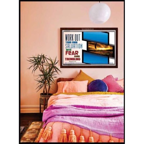 WORK OUT YOUR SALVATION   Biblical Art Acrylic Glass Frame   (GWARK5312)   