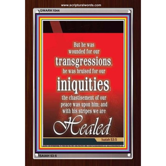 WOUNDED FOR OUR TRANSGRESSIONS   Acrylic Glass Framed Bible Verse   (GWARK1044)   