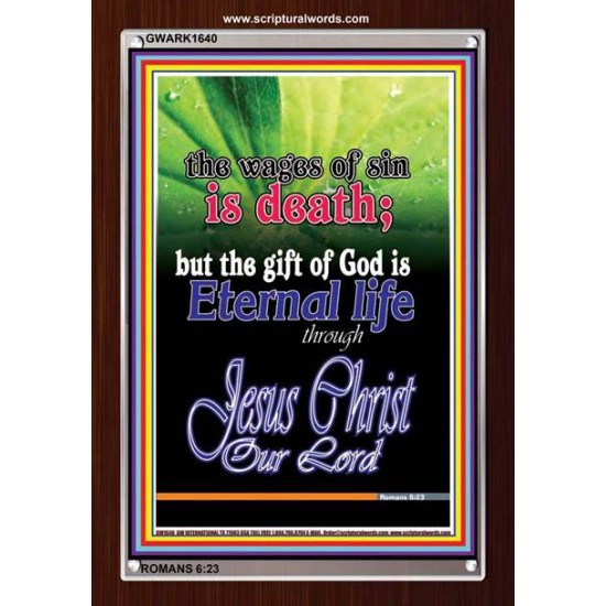 WAGES OF SIN IS DEATH   Christian Paintings Acrylic Glass Frame   (GWARK1640)   