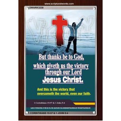 VICTORY THROUGH OUR LORD JESUS CHRIST   Encouraging Bible Verses Framed   (GWARK3238)   "25X33"