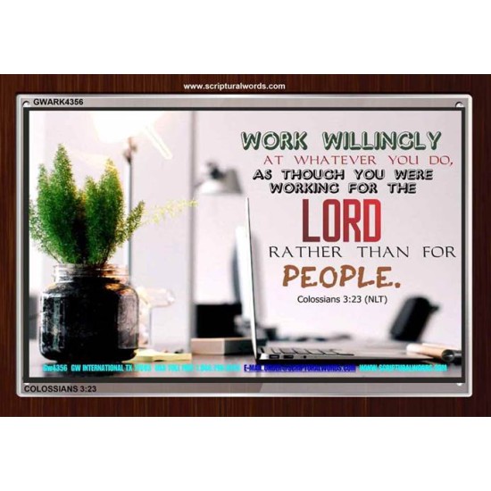 WORKING AS FOR THE LORD   Bible Verse Frame   (GWARK4356)   