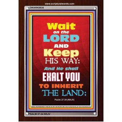 WAIT ON THE LORD   Bible Verses Wall Art Acrylic Glass Frame   (GWARK6535)   "25X33"