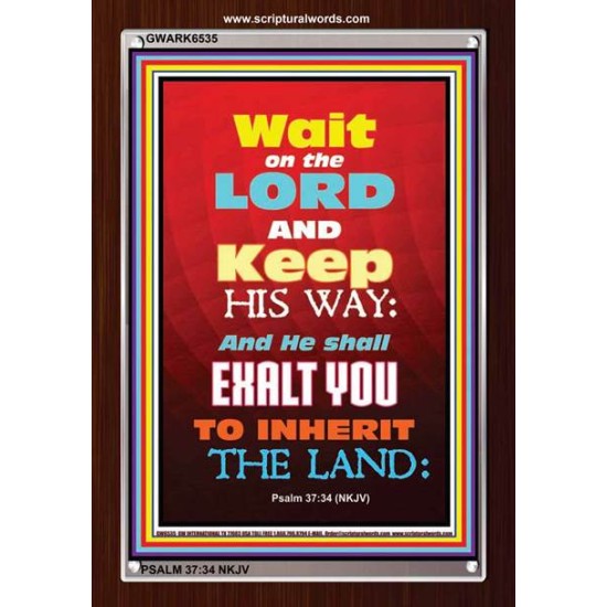 WAIT ON THE LORD   Bible Verses Wall Art Acrylic Glass Frame   (GWARK6535)   