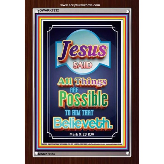 ALL THINGS ARE POSSIBLE   Bible Verses Wall Art Acrylic Glass Frame   (GWARK7932)   