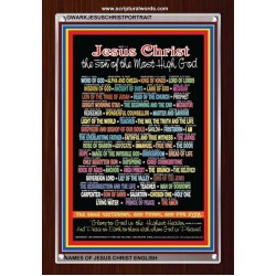 NAMES OF JESUS CHRIST WITH BIBLE VERSES   Religious Art Acrylic Glass Frame   (GWARKJESUSCHRISTPORTRAIT)   "25X33"