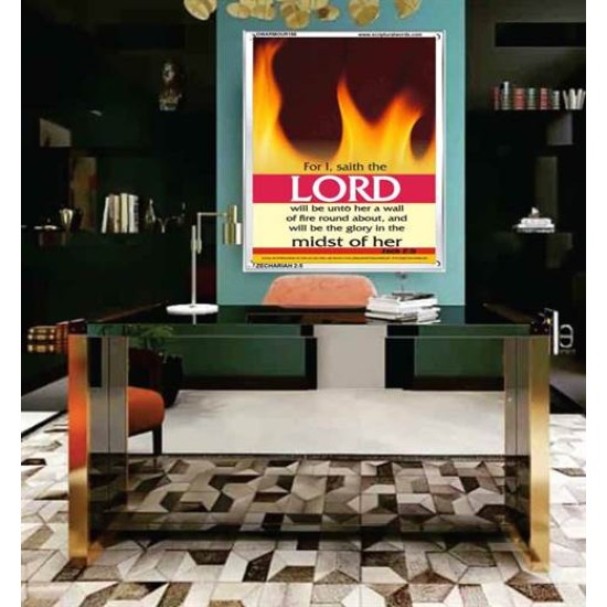 WALL OF FIRE ROUND ABOUT YOU   Bible Verses Poster   (GWARMOUR186)   