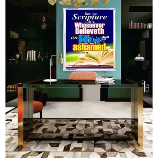 WHOSOEVER BELIEVETH   Acrylic Glass Frame Scripture Art   (GWARMOUR3297)   