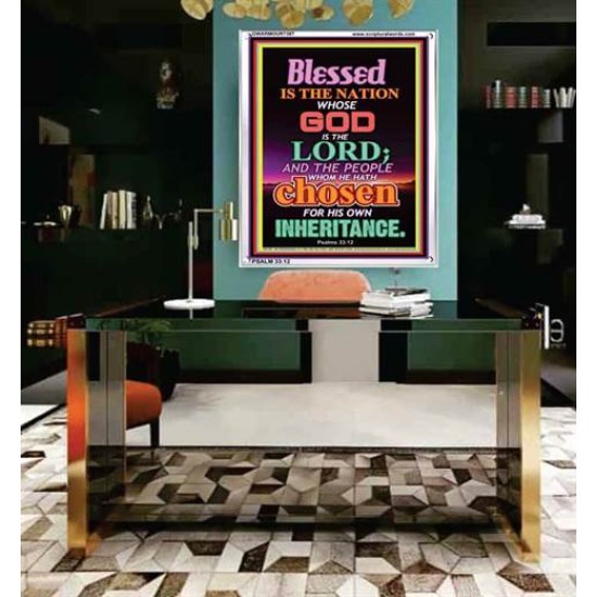 THE NATION WHOSE GOD IS THE LORD   Framed Business Entrance Lobby Wall Decoration    (GWARMOUR7387)   
