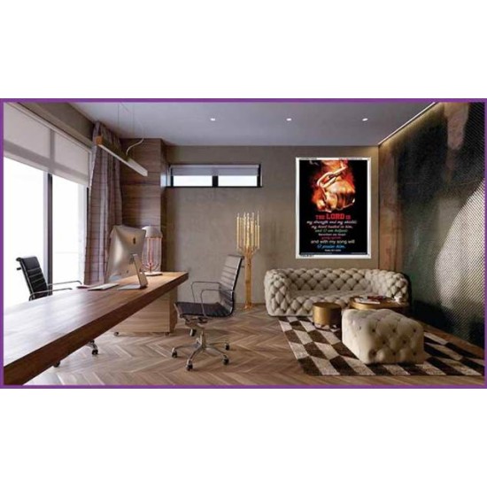 WITH MY SONG WILL I PRAISE HIM   Framed Sitting Room Wall Decoration   (GWARMOUR4538)   