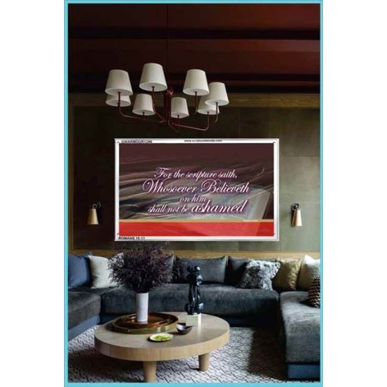 WHOSOEVER BELIEVETH   Custom Framed Scriptural ArtWork   (GWARMOUR1296)   