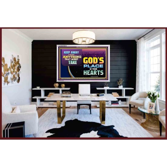 WHAT IS GOD'S PLACE IN YOUR HEART   Large Framed Scripture Wall Art   (GWARMOUR9379)   