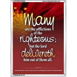 THE RIGHTEOUS IS DELIVERED BY THE LORD   Frame Bible Verse   (GWARMOUR086)   