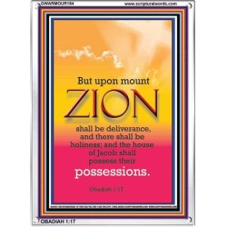 UPON MOUNT ZION THERE SHALL BE DELIVERANCE   Bible Verses Wall Art Acrylic Glass Frame   (GWARMOUR184)   