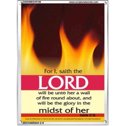 WALL OF FIRE ROUND ABOUT YOU   Bible Verses Poster   (GWARMOUR186)   "12X18"