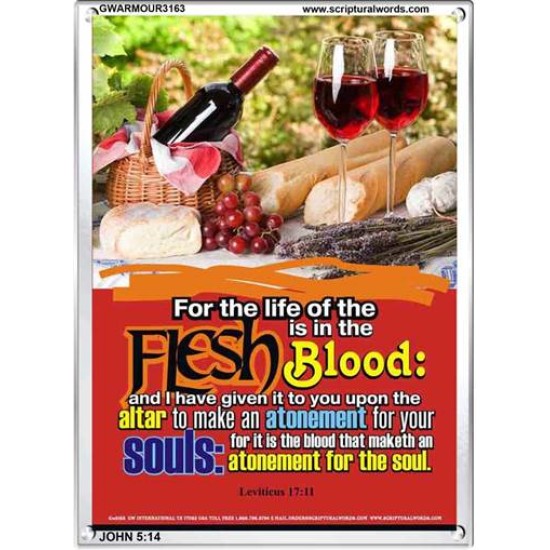 THE LIFE OF THE FLESH IS IN THE BLOOD   Christian Frame Wall Art   (GWARMOUR3163)   