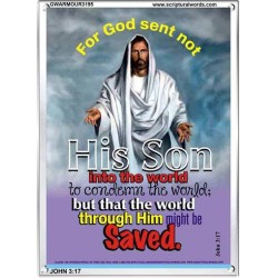 THE WORLD THROUGH HIM MIGHT BE SAVED   Bible Verse Frame Online   (GWARMOUR3195)   