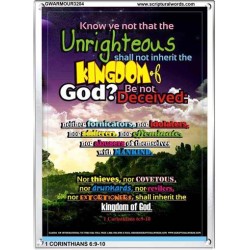 UNRIGHTEOUS SHALL NOT INHERIT THE KINGDOM   Large Framed Scripture Wall Art   (GWARMOUR3204)   