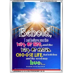 WAY OF LIFE   Biblical Art Acrylic Glass Frame   (GWARMOUR3307)   "12X18"