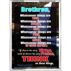 WHATSOEVER THINGS ARE TRUE   Scripture Wood Framed Signs   (GWARMOUR3878)   "12X18"