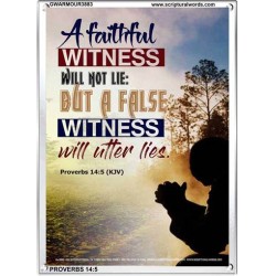 A FAITHFUL WITNESS   Encouraging Bible Verse Frame   (GWARMOUR3883)   "12X18"