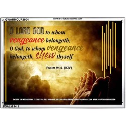 VENGEANCE BELONGS TO GOD   Acrylic Glass Frame Scripture Art   (GWARMOUR3904)   "18X12"