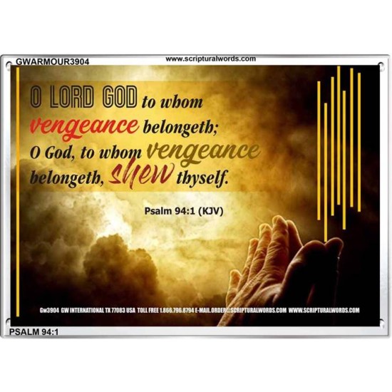 VENGEANCE BELONGS TO GOD   Acrylic Glass Frame Scripture Art   (GWARMOUR3904)   