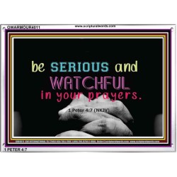 WATCH AND PRAY   Inspirational Wall Art Wooden Frame   (GWARMOUR4011)   "18X12"