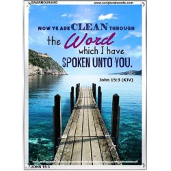 YE ARE CLEAN THROUGH THE WORD   Contemporary Christian poster   (GWARMOUR4050)   