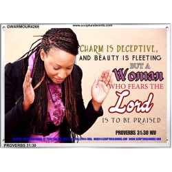 A WOMAN WHO FEARS THE LORD   Christian Artwork Frame   (GWARMOUR4268)   "18X12"