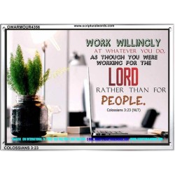 WORKING AS FOR THE LORD   Bible Verse Frame   (GWARMOUR4356)   "18X12"